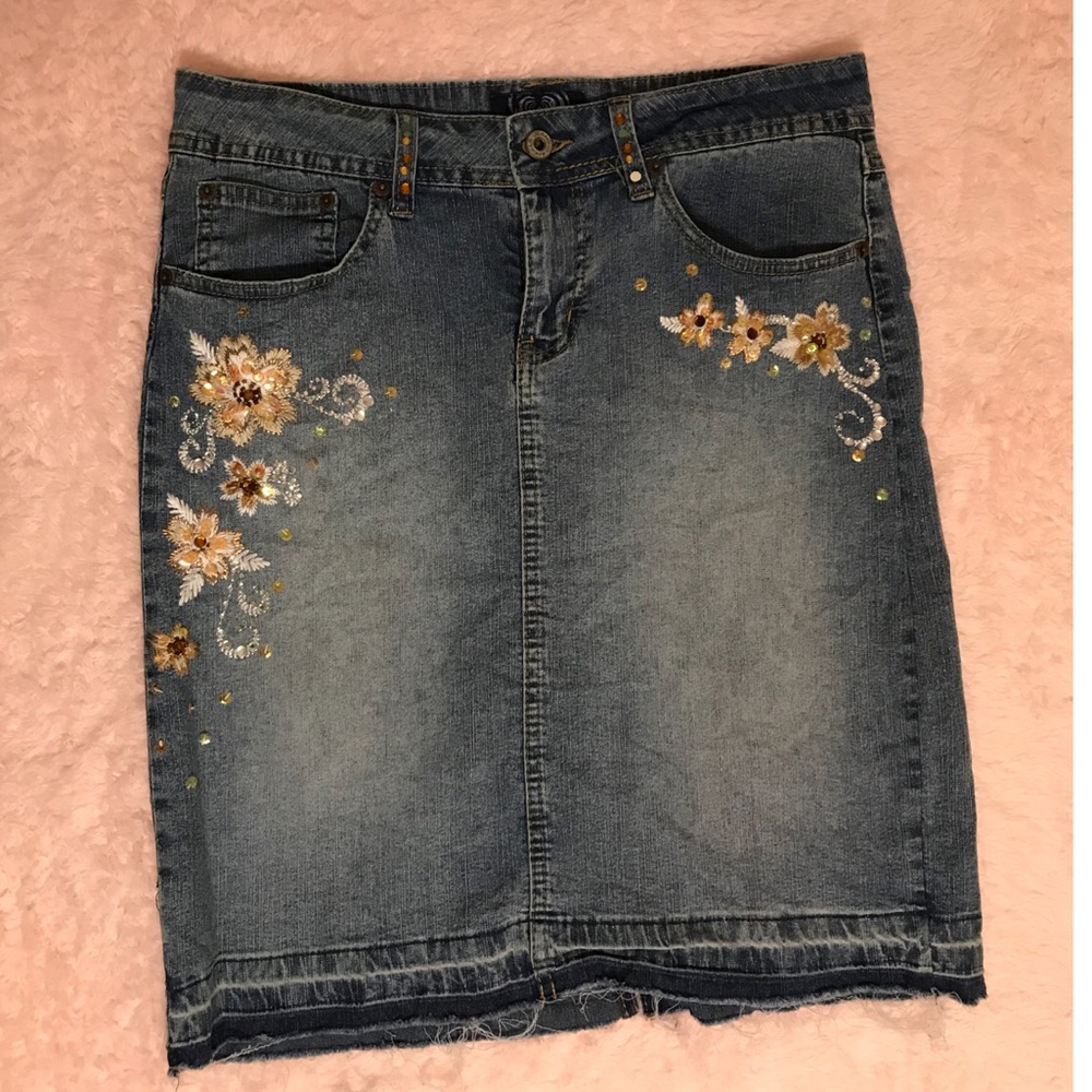 Denim and Sequin Skirt - Size 9